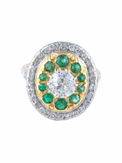 Bague Diamants Emeraudes
