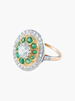 Bague Diamants Emeraudes