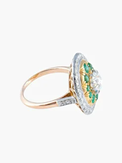 Bague Diamants Emeraudes