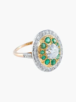 Bague Diamants Emeraudes