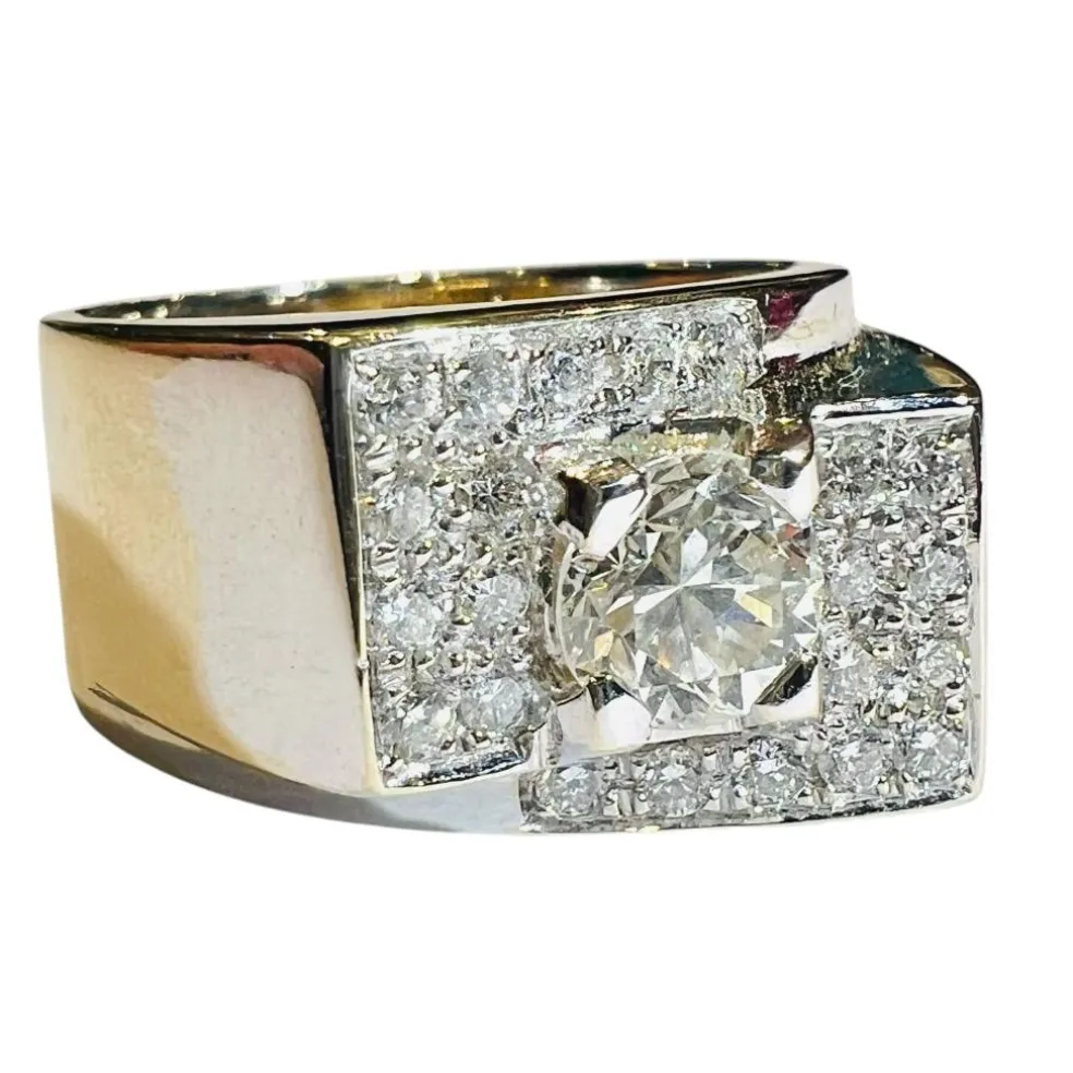 Bague Diamants, En Or 18 Blanc Carat, modèle "Tank"