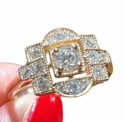 Bague diamants en pavage diamants or rose