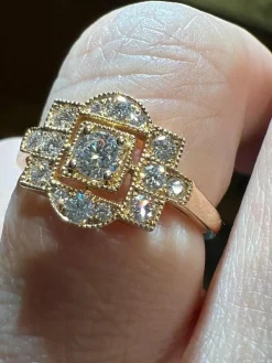 Bague diamants en pavage diamants or rose