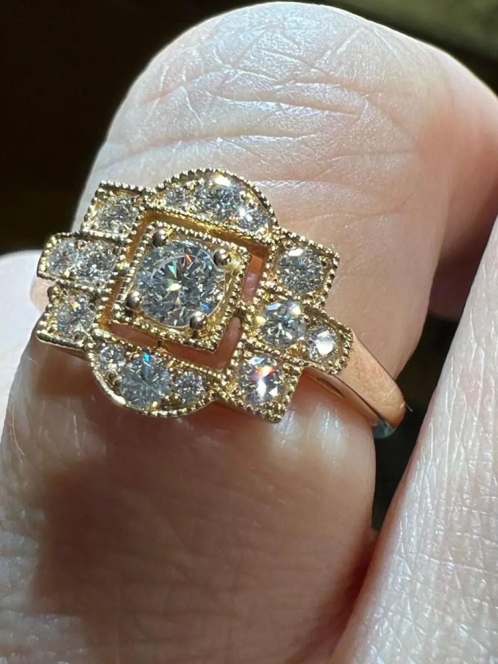 Bague diamants en pavage diamants or rose