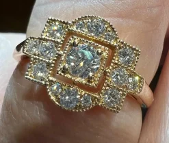 Bague diamants en pavage diamants or rose