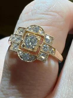 Bague diamants en pavage diamants or rose