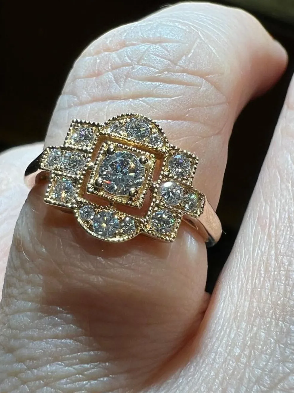Bague diamants en pavage diamants or rose