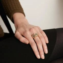 Bague Diamants et boules d'or