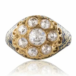 Bague Diamants et Email Bleu