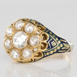 Bague Diamants et Email Bleu
