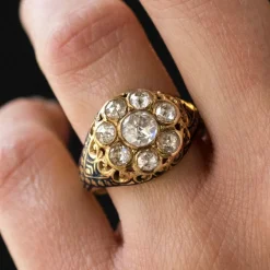 Bague Diamants et Email Bleu