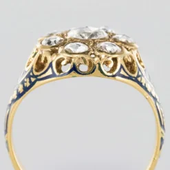 Bague Diamants et Email Bleu