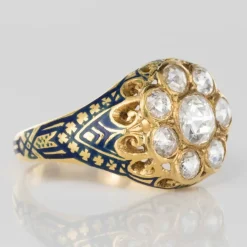 Bague Diamants et Email Bleu