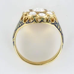Bague Diamants et Email Bleu