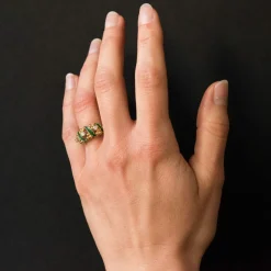Bague diamants et émail vert
