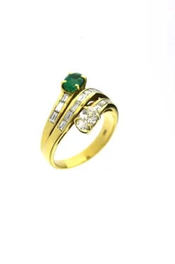 Bague diamants et émeraude