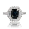 Bague diamants et saphir bleu intense