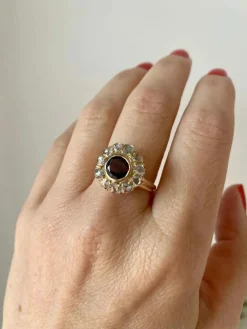Bague Diamants Grenat