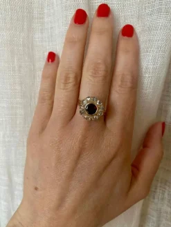 Bague Diamants Grenat