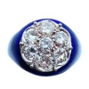 Bague diamants émaillés bleus