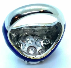 Bague diamants émaillés bleus