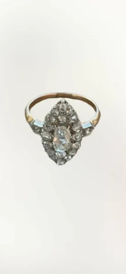 Bague diamants marquise or et platine