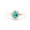 Bague diamants émeraude or blanc 18 carats