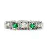 Bague diamants, émeraudes