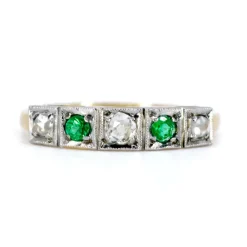 Bague diamants, émeraudes