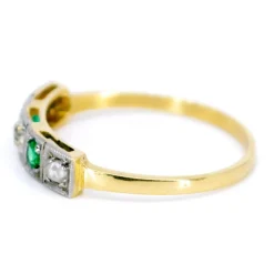 Bague diamants, émeraudes