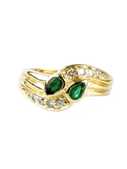 Bague diamants émeraudes en or massif
