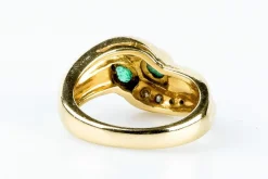 Bague diamants émeraudes en or massif