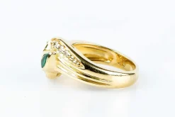 Bague diamants émeraudes en or massif