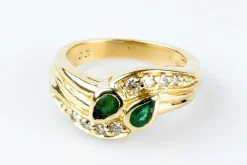 Bague diamants émeraudes en or massif