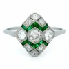 Bague Diamants, Émeraudes, Platine