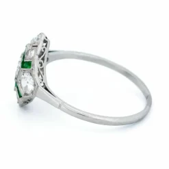 Bague Diamants, Émeraudes, Platine