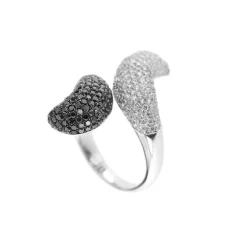 Bague diamants noirs et blancs