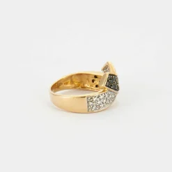 Bague diamants noirs et diamants