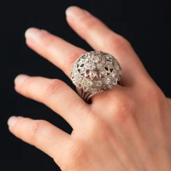 Bague diamants or blanc de cocktail