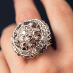 Bague diamants or blanc de cocktail