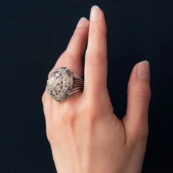 Bague diamants or blanc de cocktail