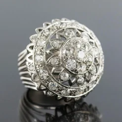 Bague diamants or blanc de cocktail