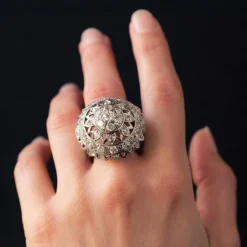 Bague diamants or blanc de cocktail