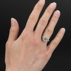 Bague diamants or blanc fleur