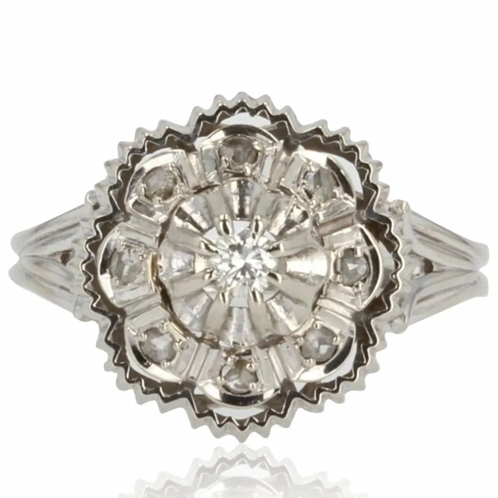 Bague diamants or blanc rétro