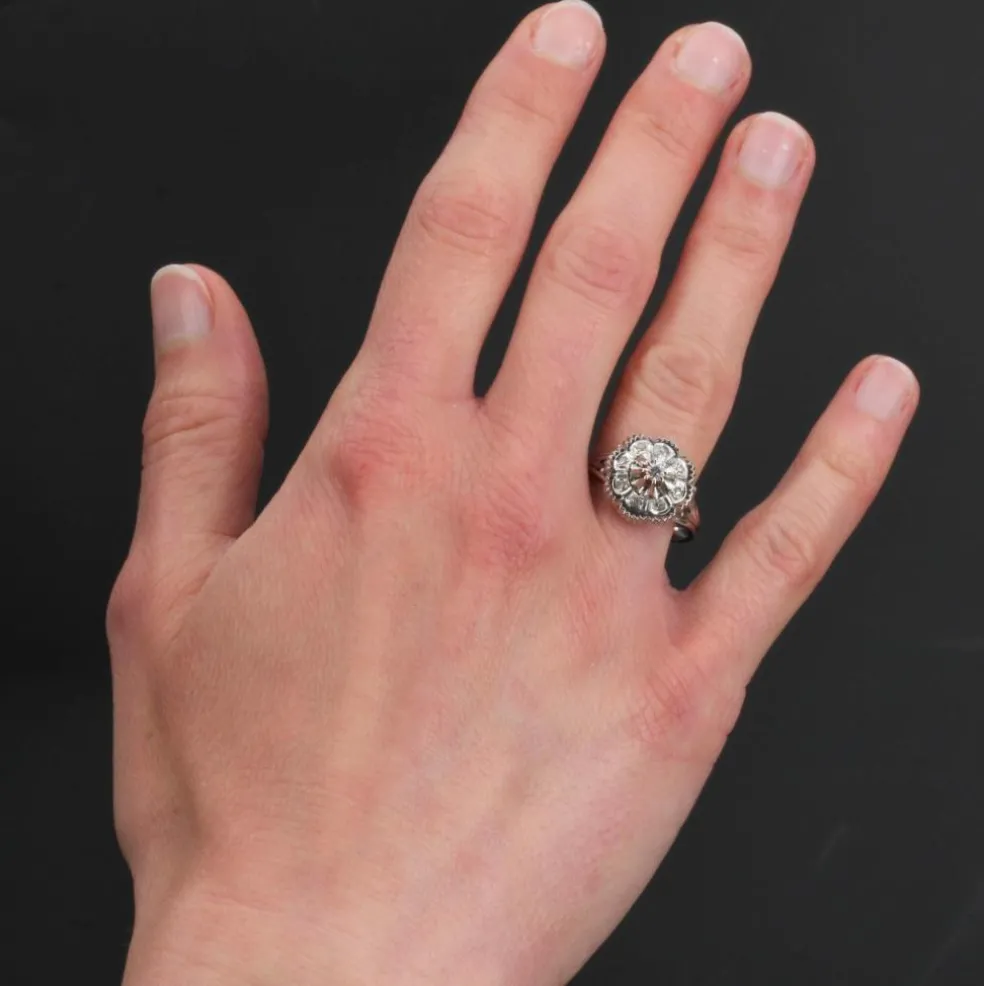 Bague diamants or blanc rétro