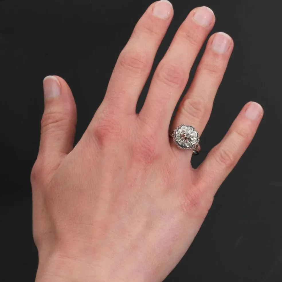 Bague diamants or blanc rétro