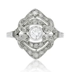 Bague diamants or blanc style art déco