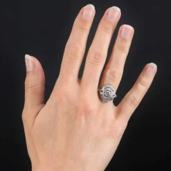 Bague diamants or blanc style art déco