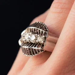 Bague diamants or blanc vintage